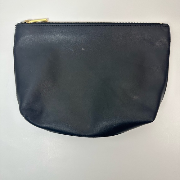 Cuyana Black Leather Cosmetic Pouch Clutch Travel Makeup Bag Gold Zip w/Dust Bag - Picture 13 of 14